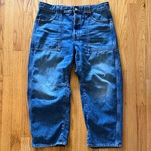 Madewell sz 29P Darted Barrel Leg Blue Jeans button fly great pre owned cond